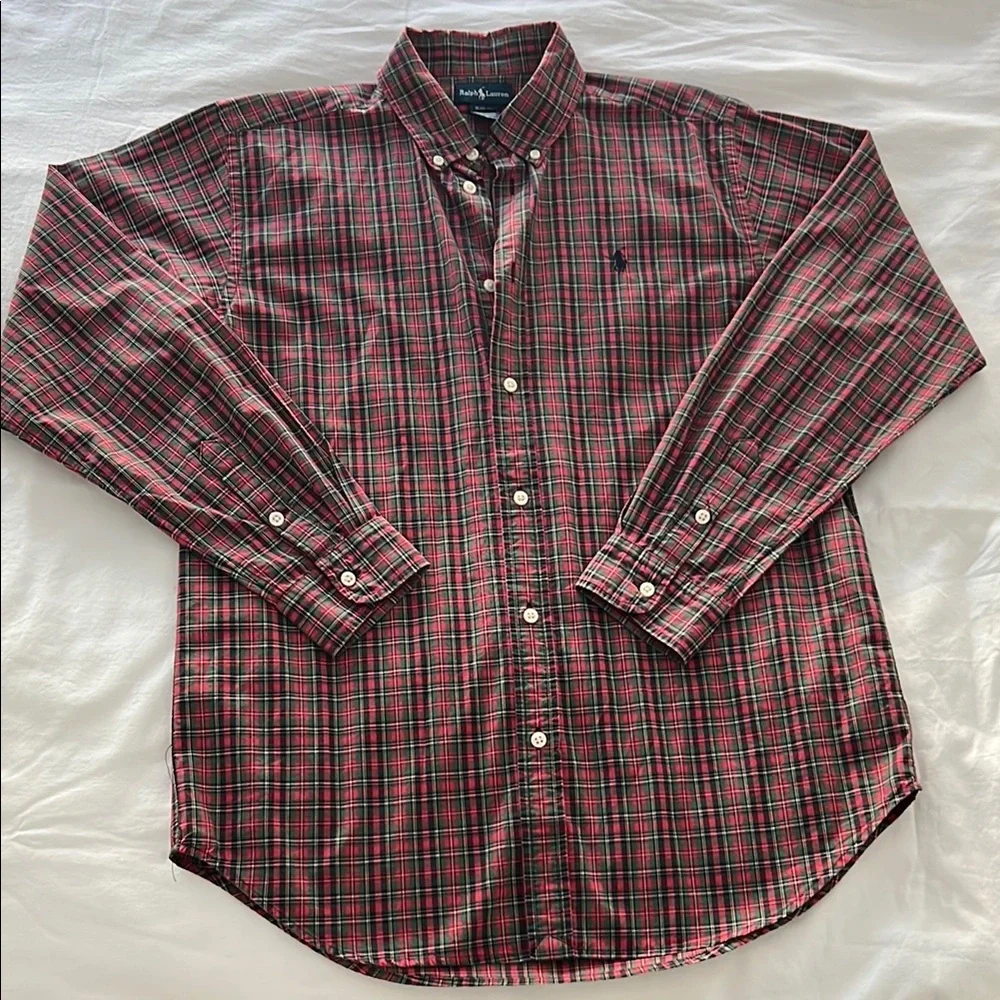 Ralph Lauren Boys Red Plaid Button-Down Shirt
